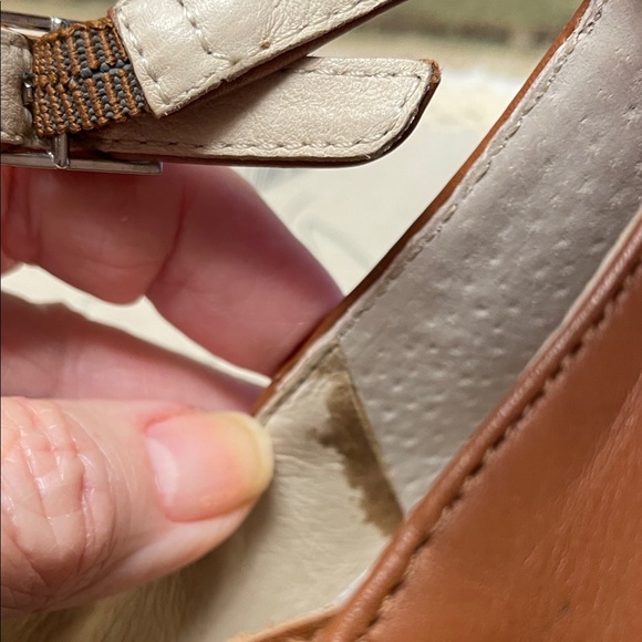 Louise et Cie Tan Leather Peep-Toe Mules with Ankle Strap - Picture 13 of 14